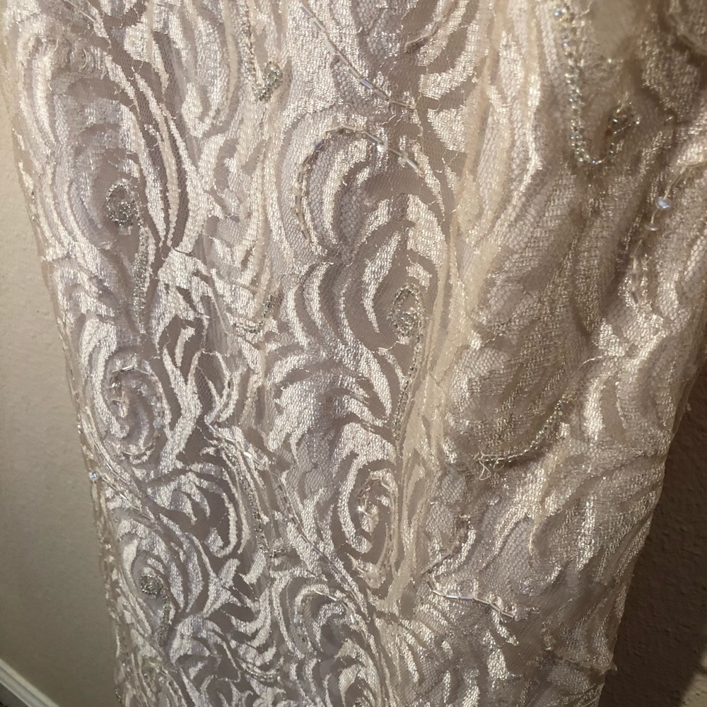 Scala Sequined Formal Champagne Wedding/Evening G… - image 8